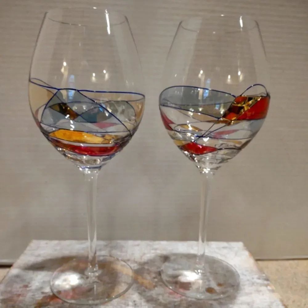 2 Romanian Milano Tall Wine Glasses